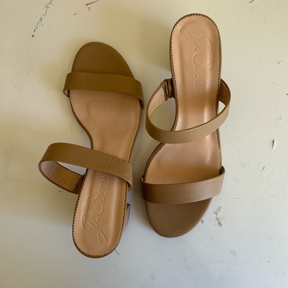 SHIPS FREE! J. Crew Lucie Double Strap Block Heel in Tan, Women’s Size 12 NWOT - Picture 2 of 6